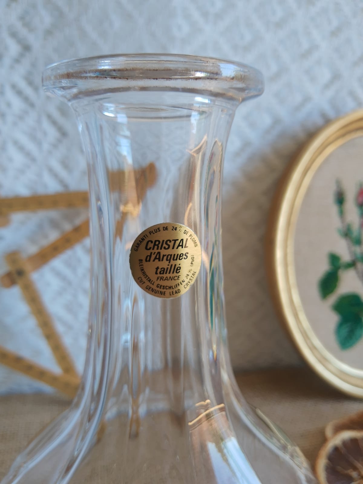 Carafe cristal d'arques épis taillé vintage