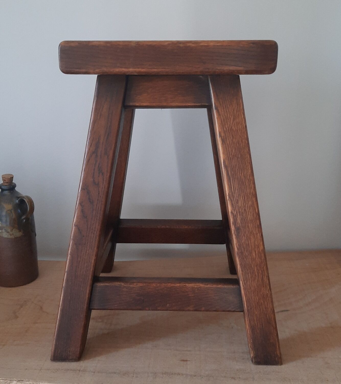Solid oak wood stool