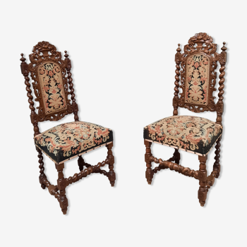 Pair of twisted oak chairs