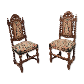 Paire de chaise en chêne torsadé