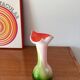 Vase in red, white and green opaline Tie & Dye 1950s