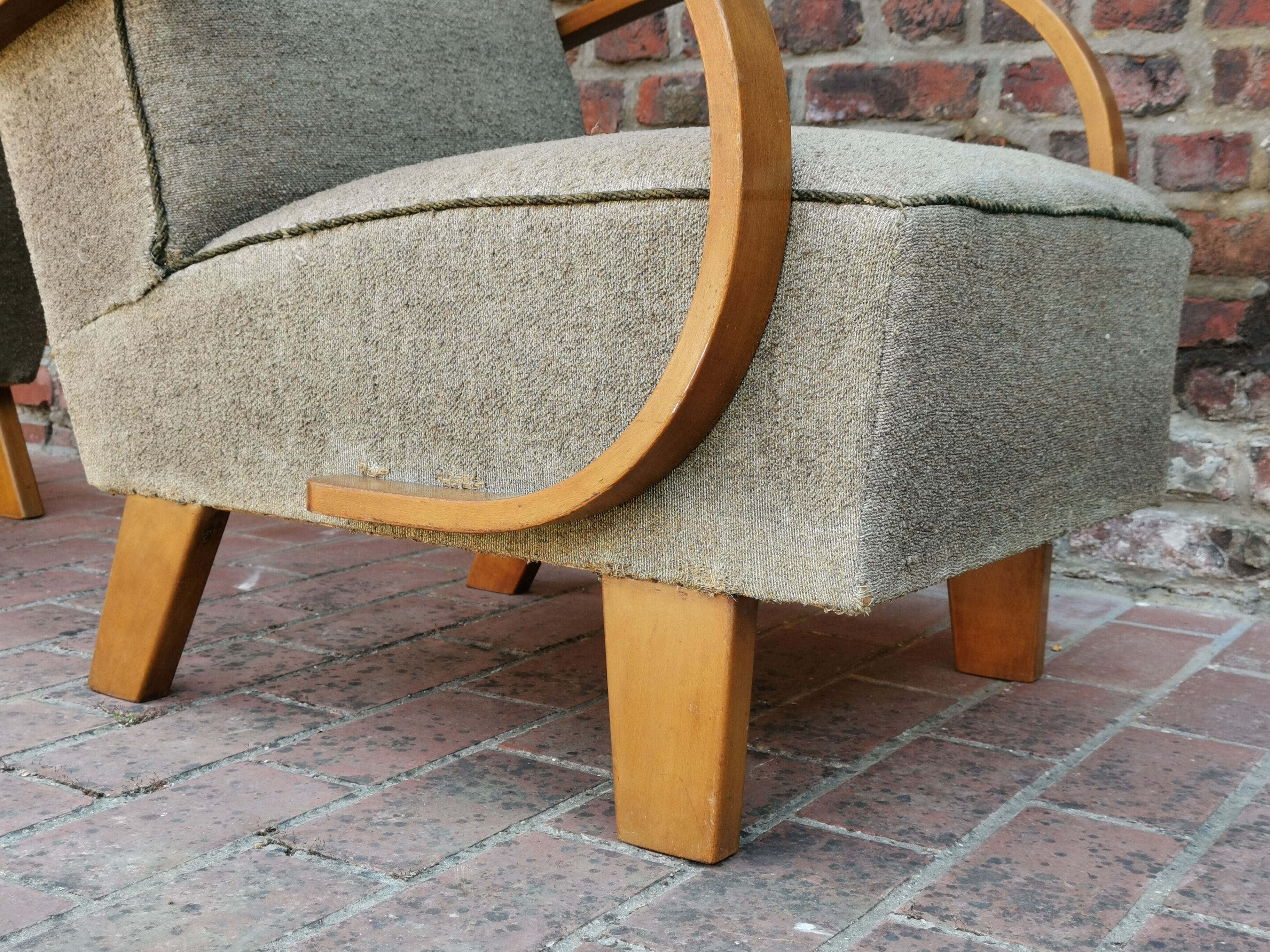 Pair of armchairs by Jindrich Halabala for Thonet 1950. Art deco