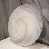 Vintage Murano glass handcrafted flush mount light fuxture white gray swirl globe lamp midcentury modern lighting wall ceiling retro lamp