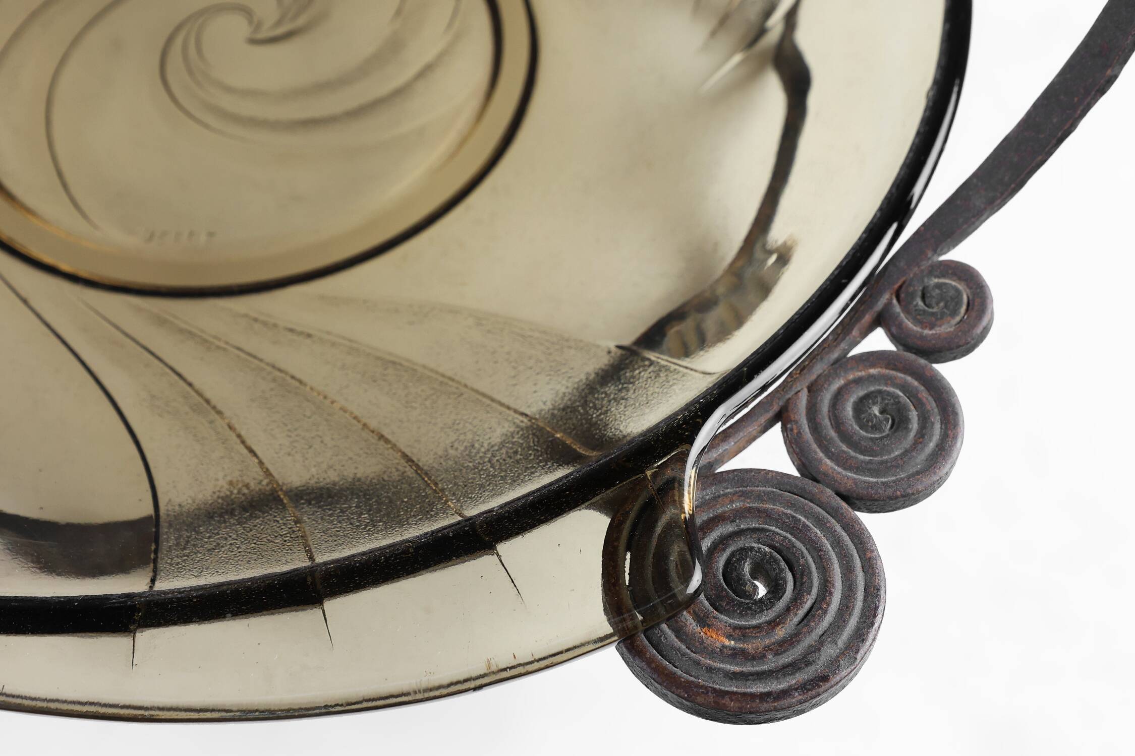 Glass and metal Art Deco Fruit Bowl, France 1920s