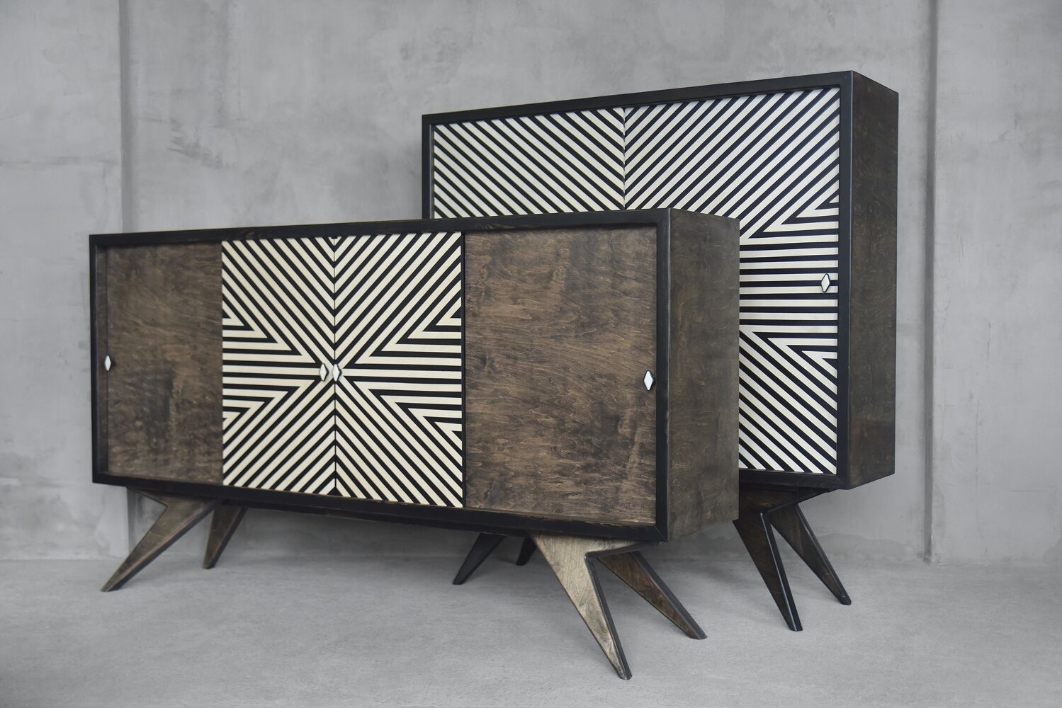 Sideboard with hand-painted pattern, 1960
