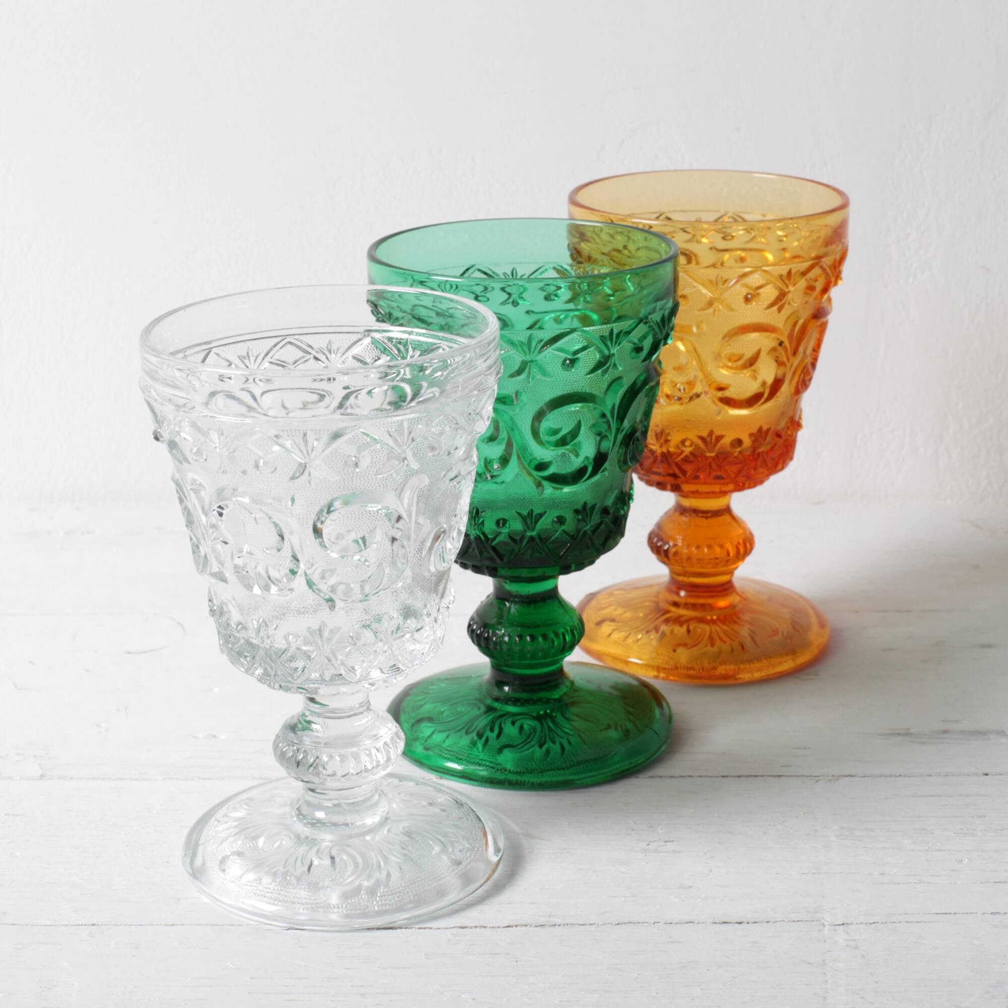 Vintage Clear Stem Glass Arabesque / Wine Goblet Baccarat / France / 1840s