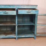 Ancien buffet en teck birman patine bleue d'origine