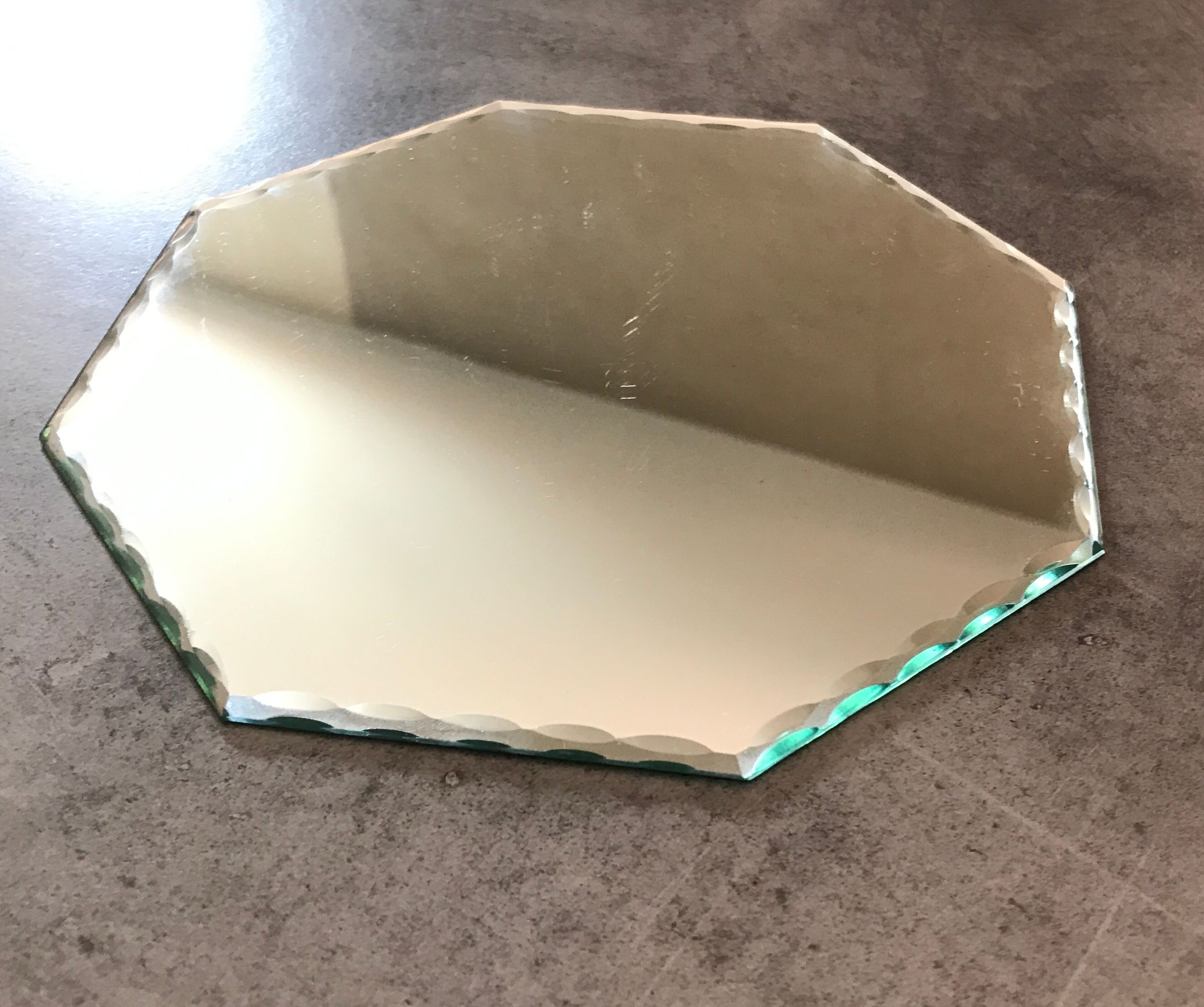 Pair of old underneath bottle tray hexagonal shape mirror 18 cm