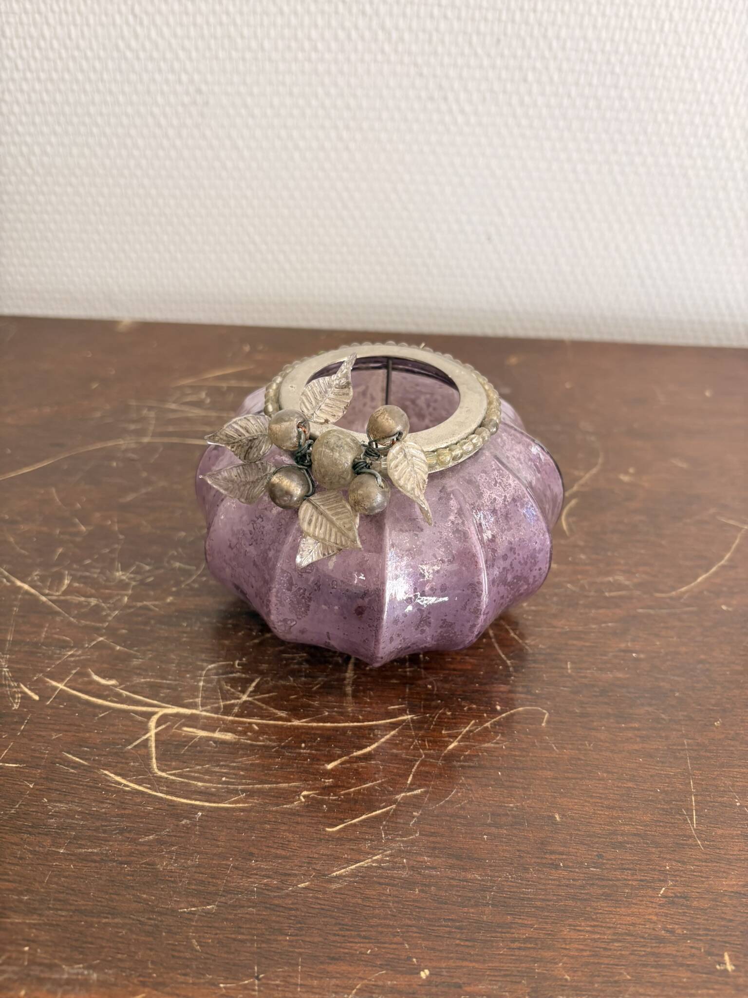 Mercurised Glass Purple Pumpkin Lantern Shabby Chic Romantic