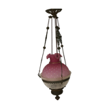 Hanging lamp Napoleon III frosted glass and enamelled glass