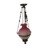 Hanging lamp Napoleon III frosted glass and enamelled glass