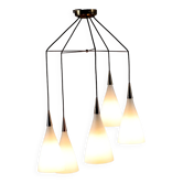 1960s vintage suspension in brass and opaline glass