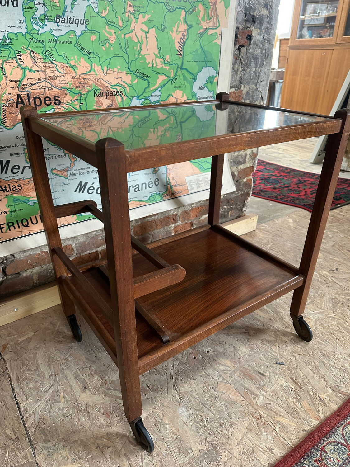 Bar - antique serving trolley on wheels