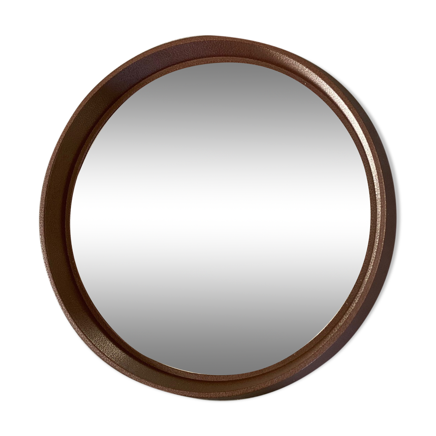 Space Age brown plastic round mirror, plastic design wall mirror