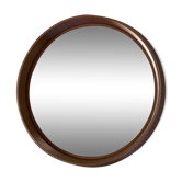 Space Age brown plastic round mirror, plastic design wall mirror
