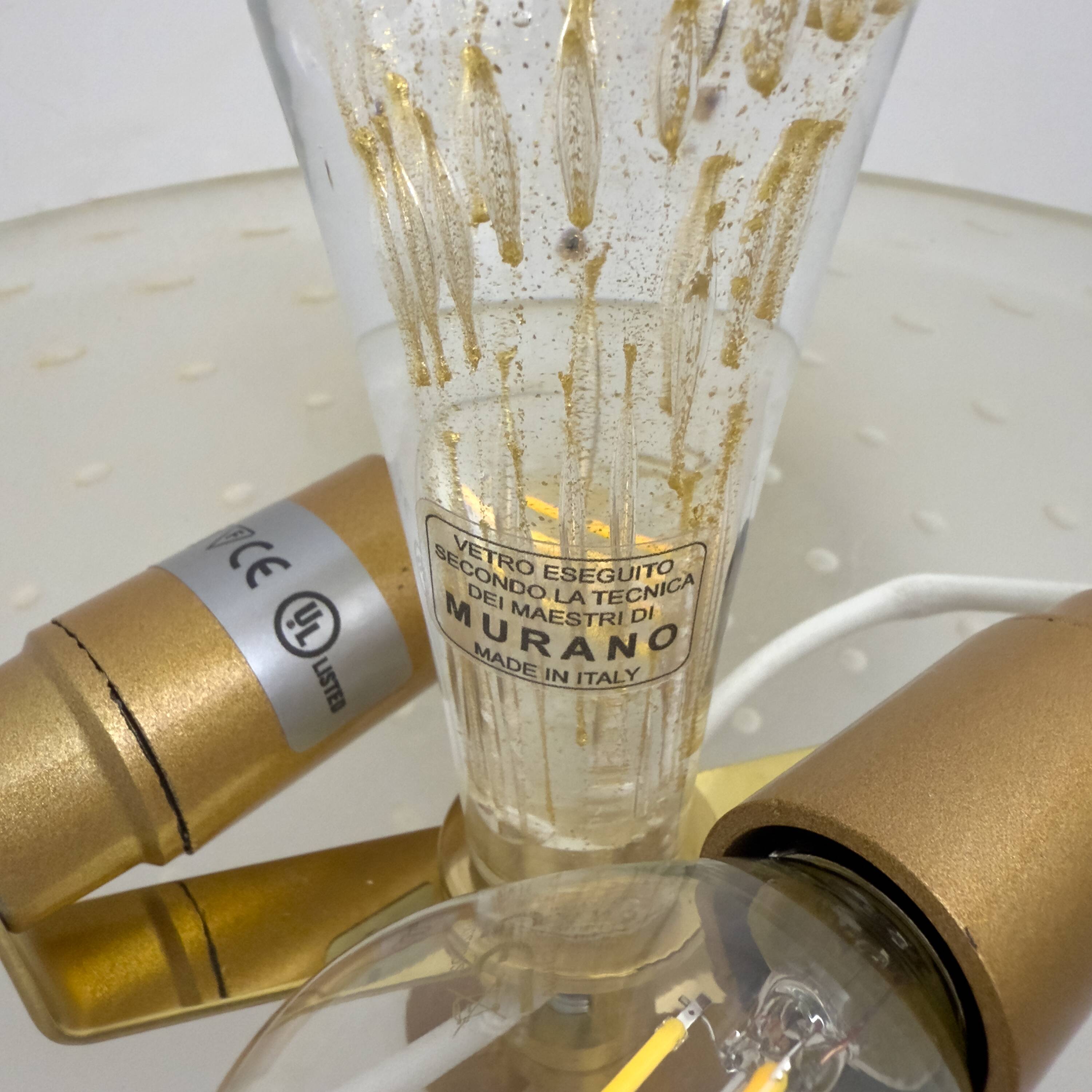 Attributed to Barovier & Toso Brass and Pulegoso Murano Glass Sconces, Pair