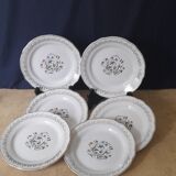 6 dessert plates floral and golden decoration - Model Printemps de Digoin - circa 1950