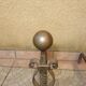 Andirons cast iron and brass ball
