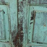 Old wooden cabinet with beautiful green patina