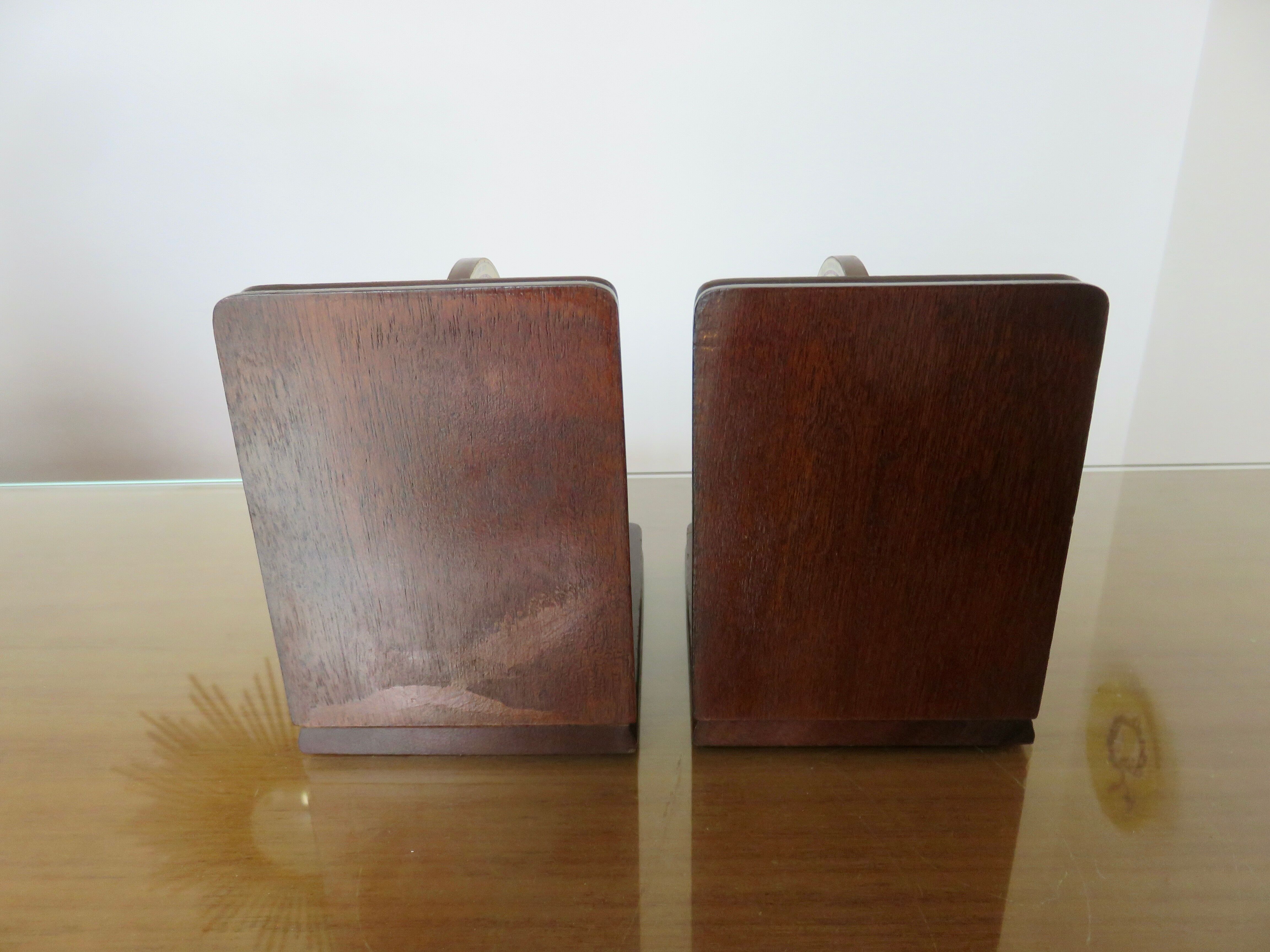 Pair of wooden bookends "globe" from the 1970s.