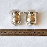 Paire de salière et poivrier en argent 800 en forme de champignon