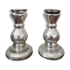 Paire de bougeoirs en verre églomisé