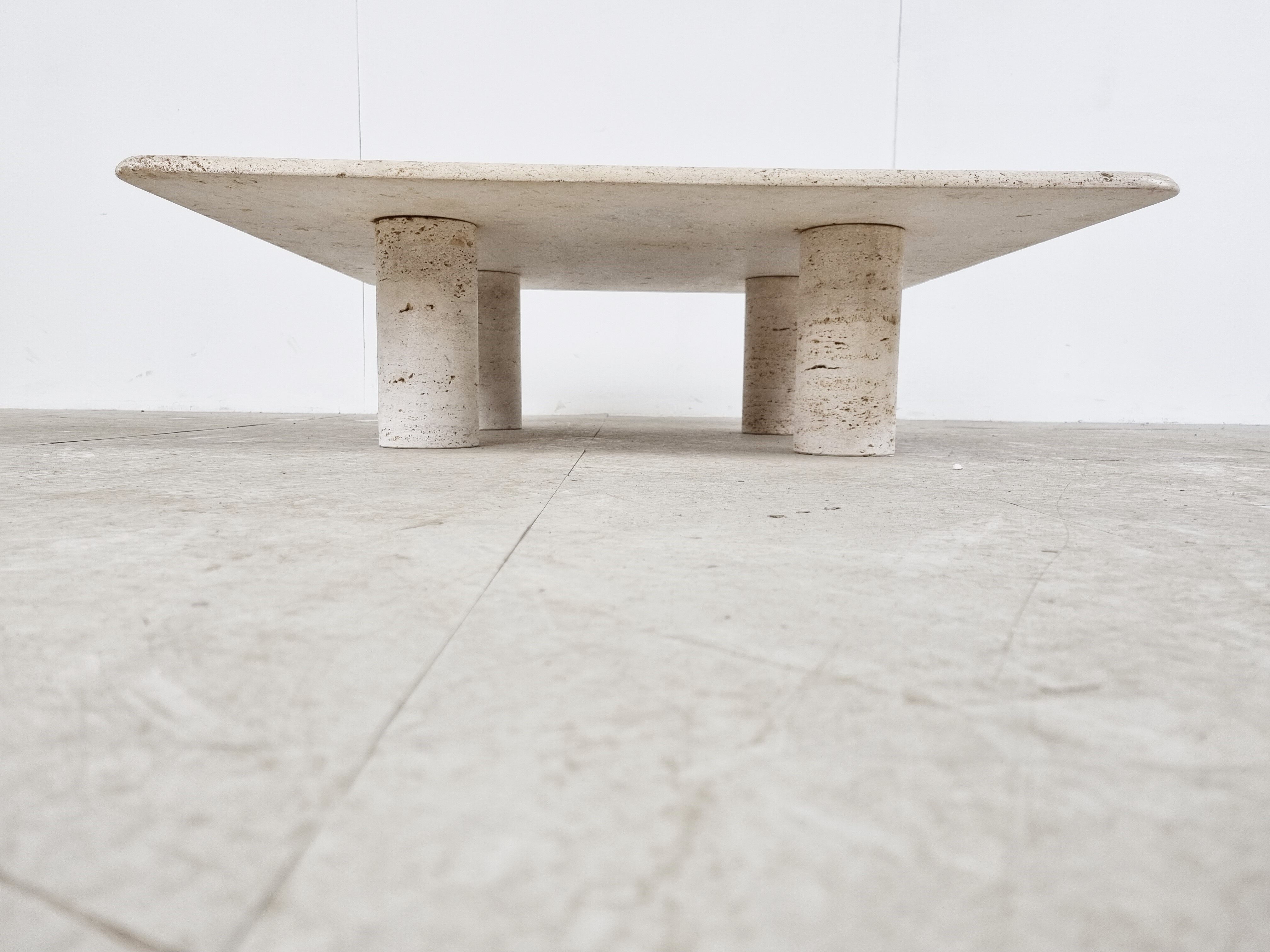 Angelo Mangiarotti Travertine Coffee Table for Up&Up, Italy