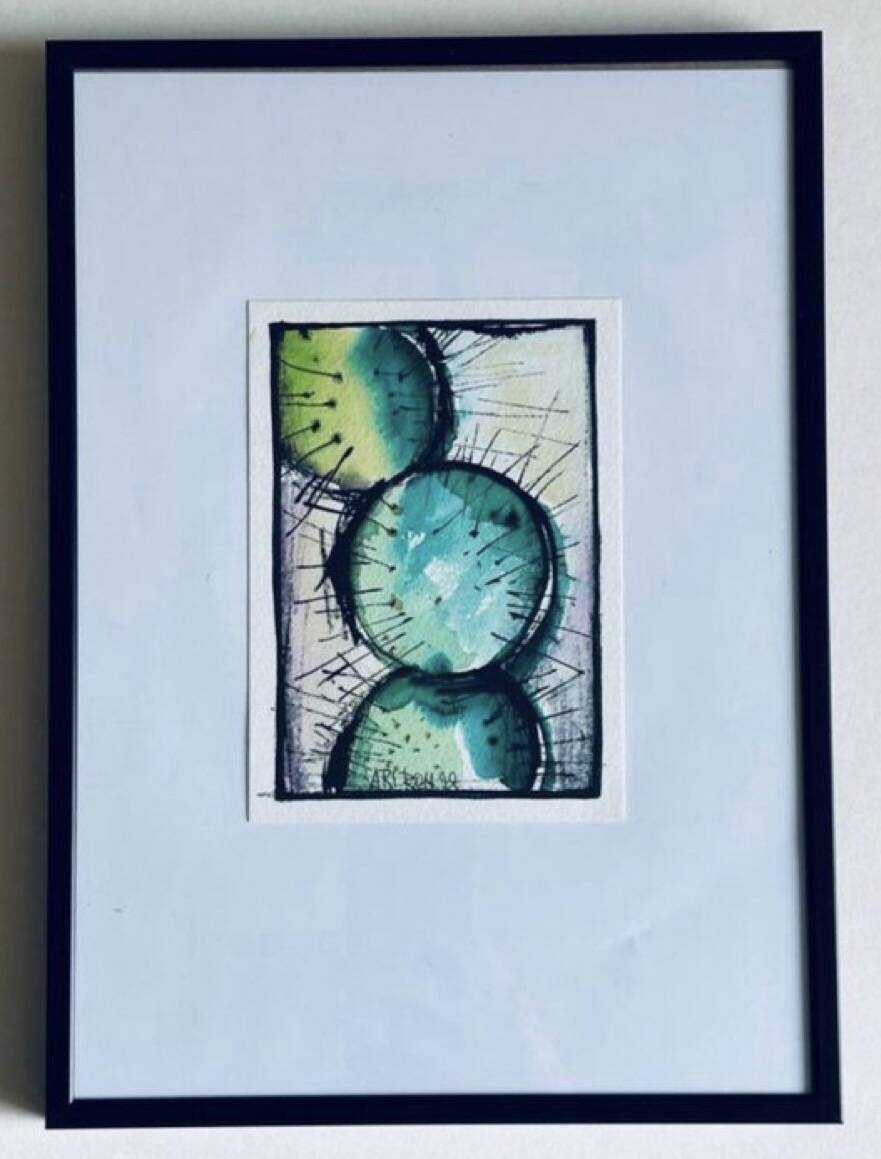 Chinese ink and watercolor, Ari Ron, Signed and dated 1998.