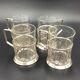 4 russian tea cups silver metal watermarked ussr