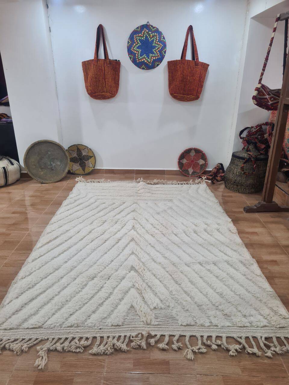 Handmade wool Berber rug 250x150 cm