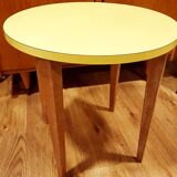 Yellow formica & wood side table