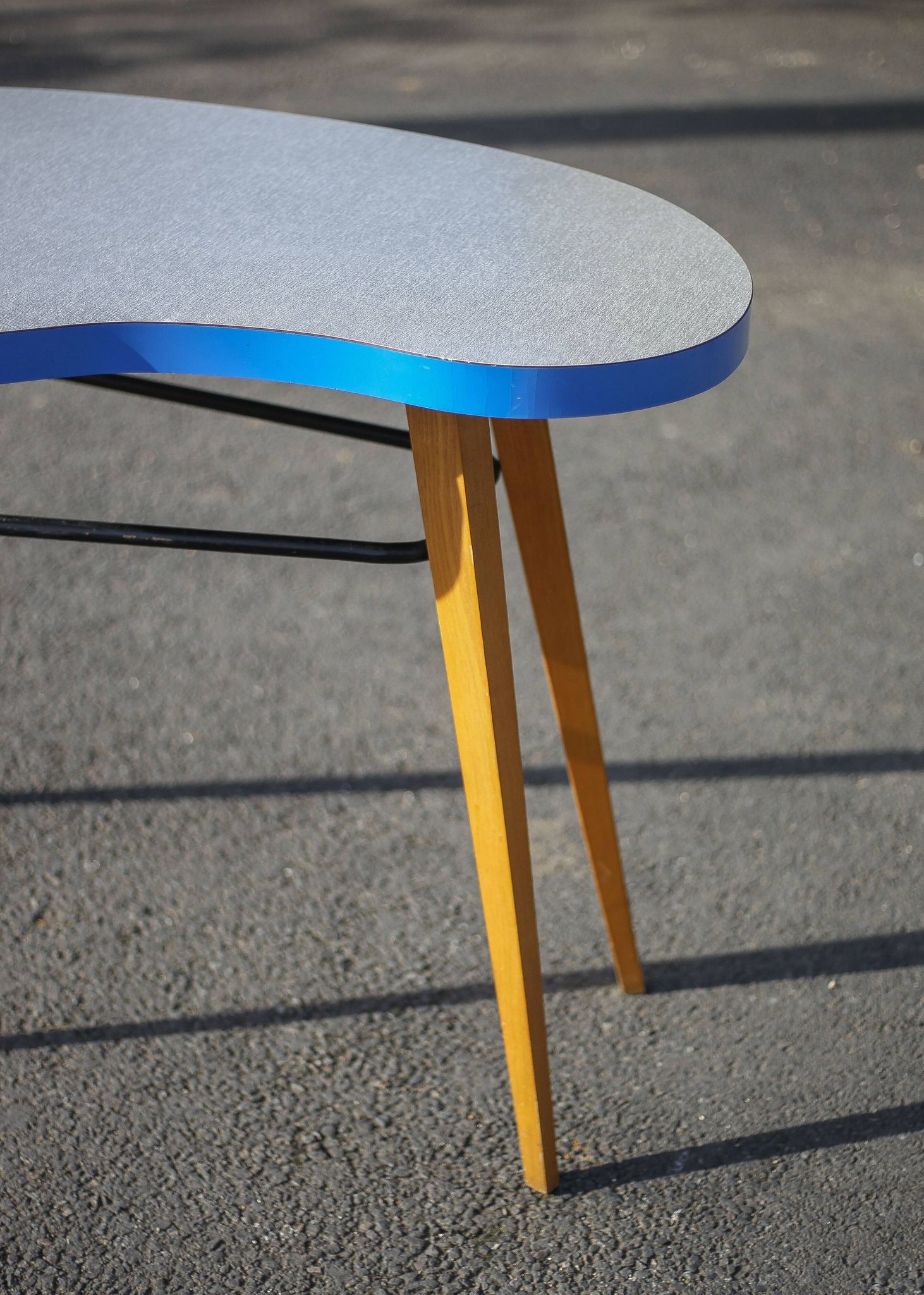 Table haricot formica et pieds compas, table bureau, table d'appoint, table vintage, 60's