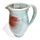 Red and grey glazed stoneware pitcher Signed Height 21 cm