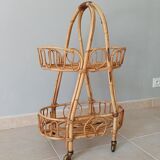 Vintage rattan rolling service 60s/70s