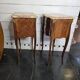 Pair of Louis XV style curved bedside tables in marquetry