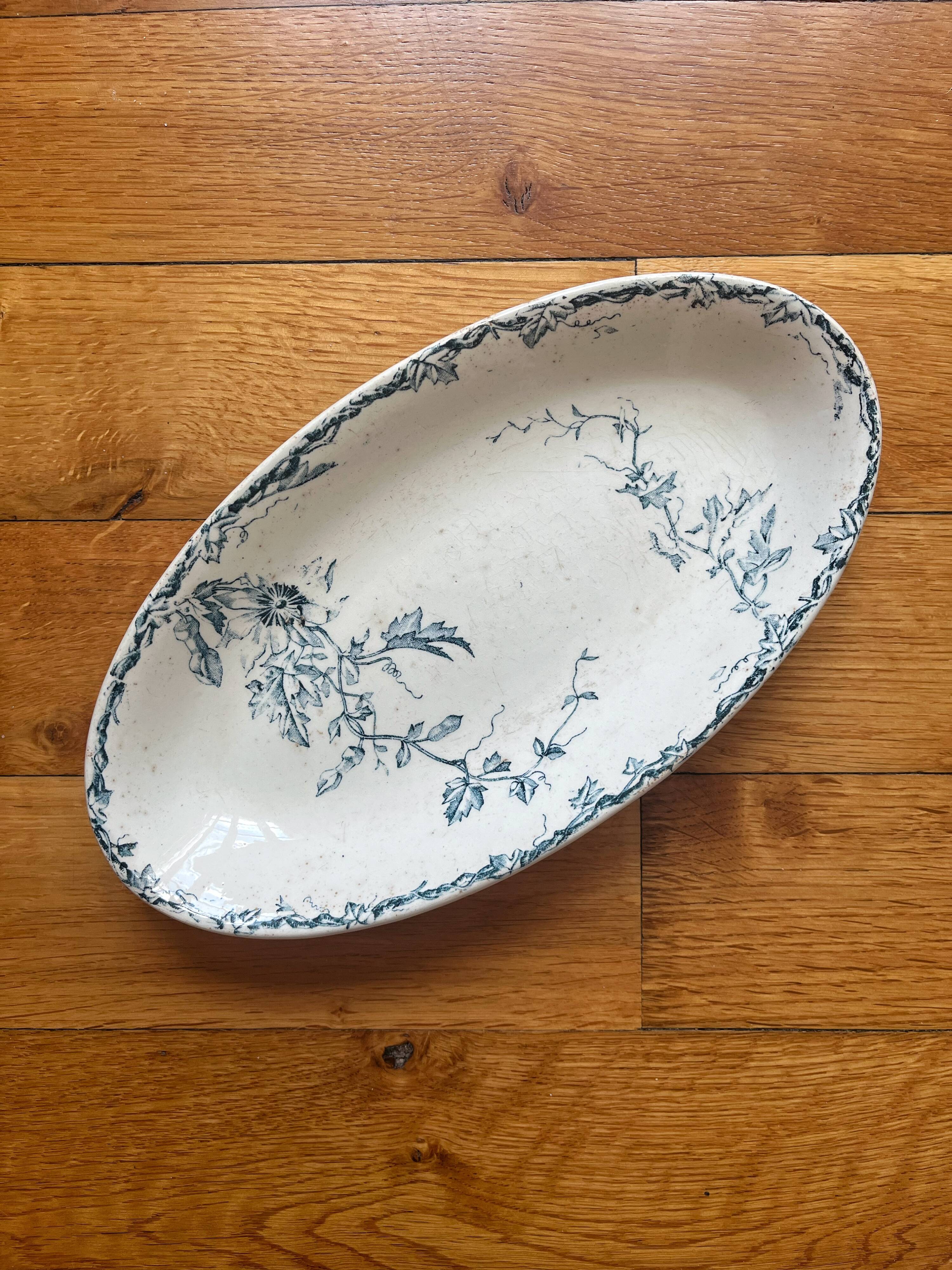 Ironstone dish, Passiflore KG Lunéville, circa 1900