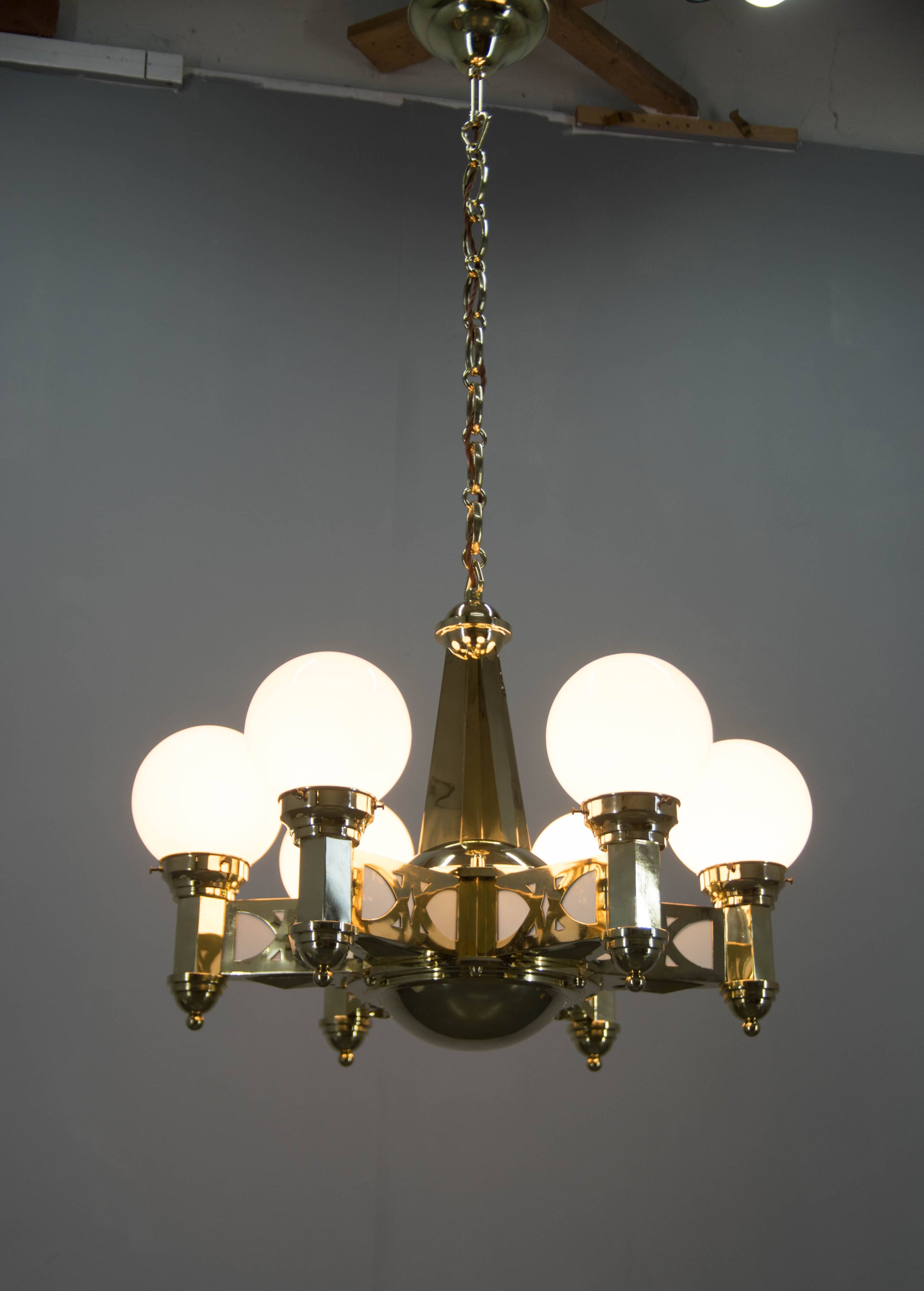 Rare Art Nouveau Chandelier by Emil Kralik for Vulkania, 1920s