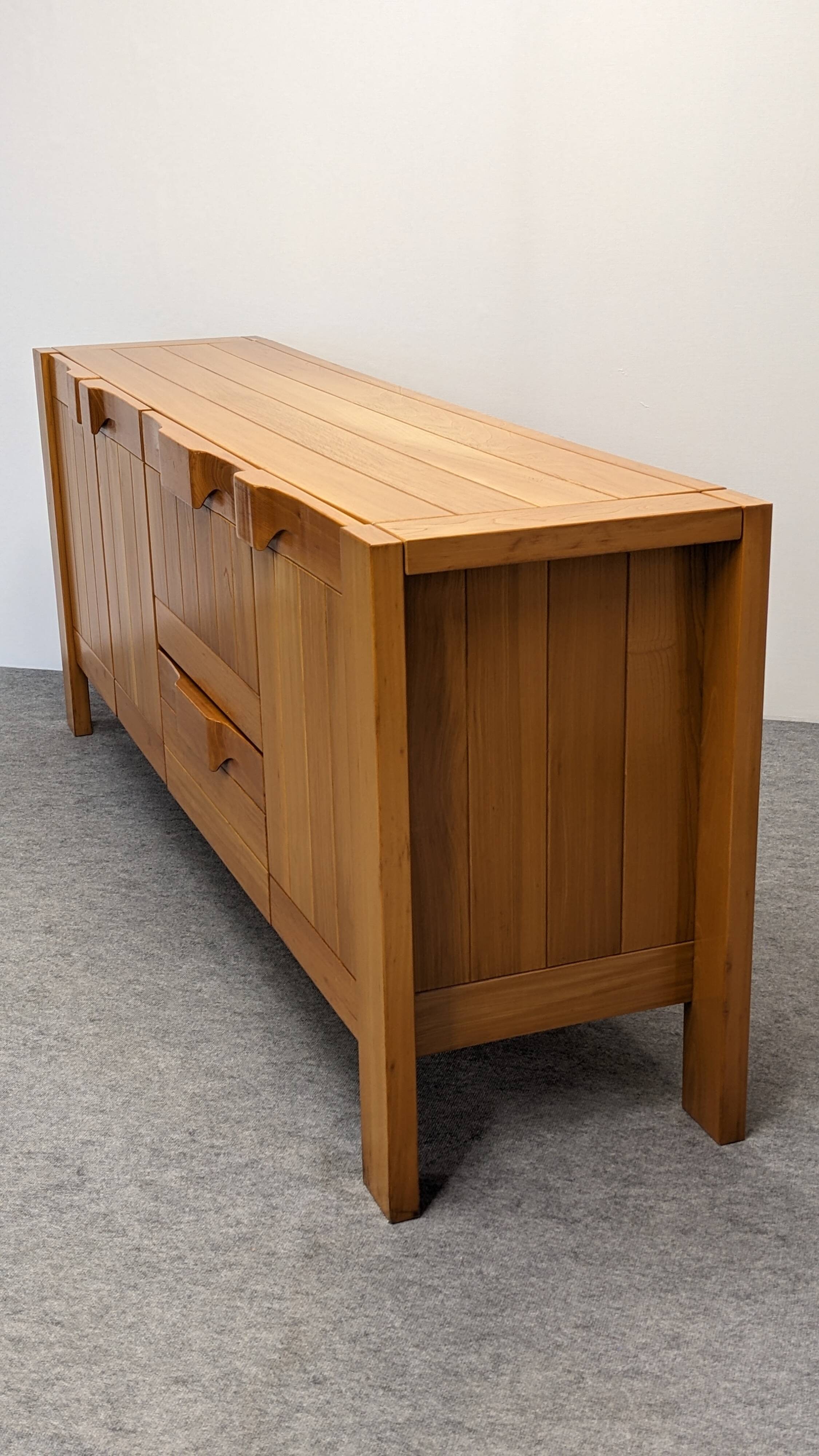 Solid elm sideboard, Maison Regain, France, circa 1970