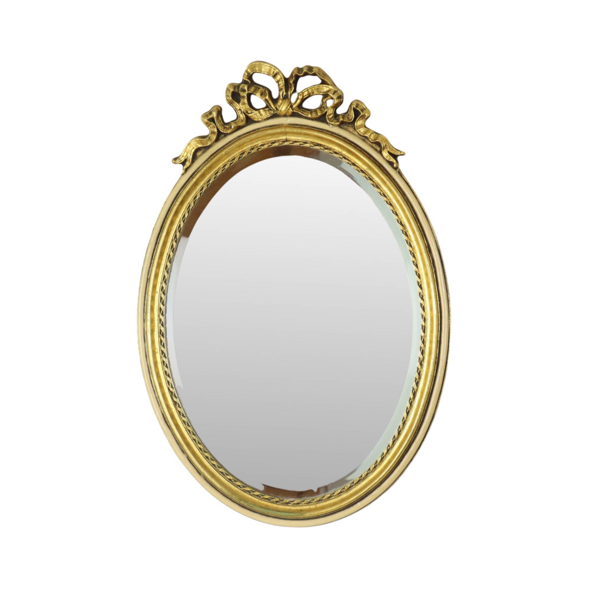 Oval Gold Leaf Gilded Mirror Classic Facet France 52cm