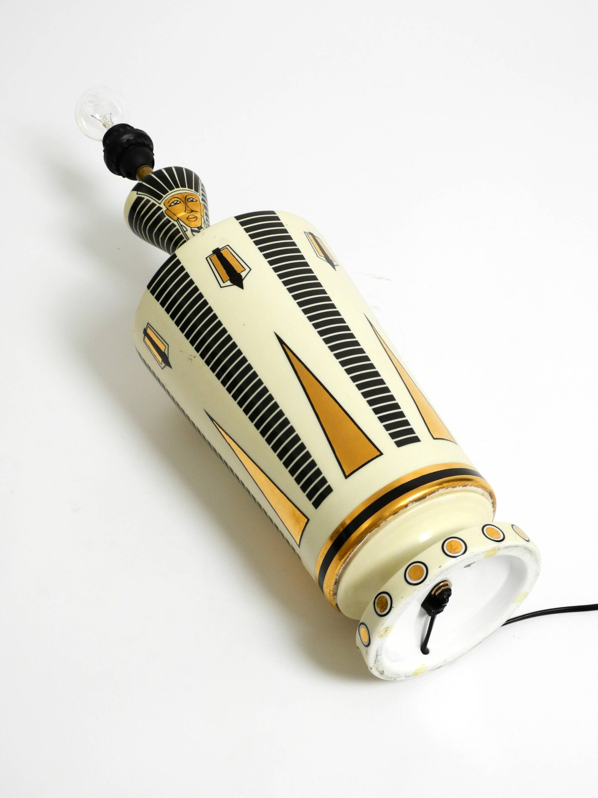 Large ceramic table lamp with Egyptian motifs by Nicolas Blandin, Paris