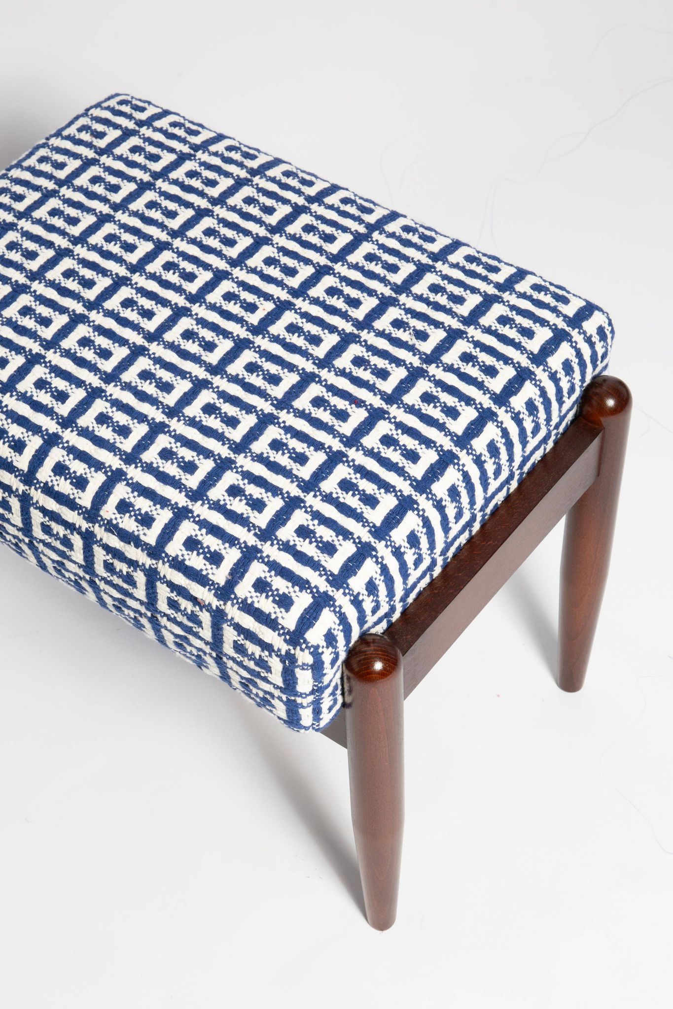 Pair of GFM mid-century stools in Dedar jacquard tweed, E. Homa, Europe, 1960s.