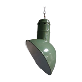 Old industrial enamel lamp in green