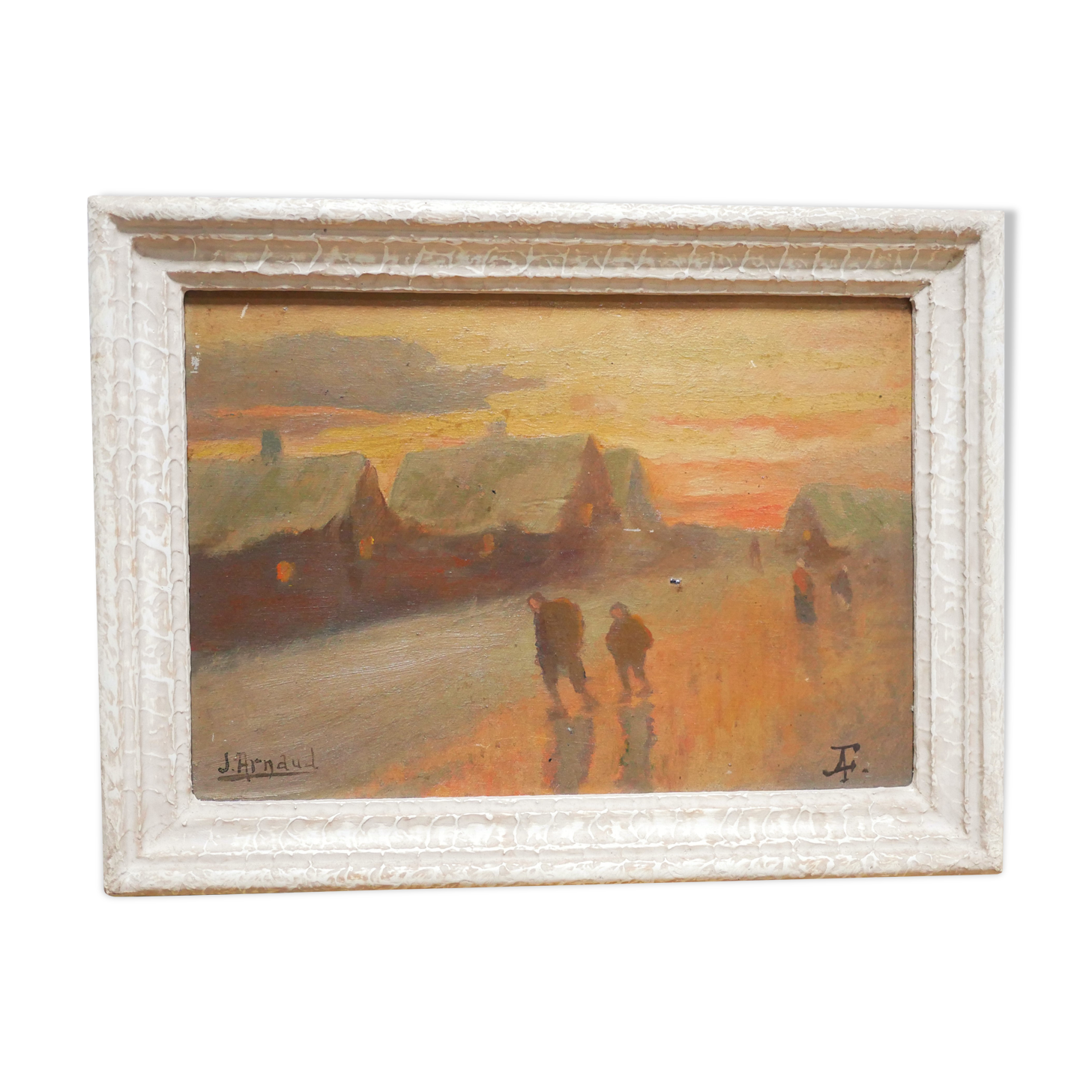 Vintage painting, oil on panel signed J. Arnaud