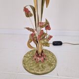 Italian Floor Lamp with Metal Stems, Leaf Details and Murano Glass Flowers