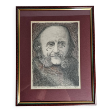 Portrait of Jacques Offenbach inspired by a photograph by Nadar, Framed and signed, 34 x 43 cm