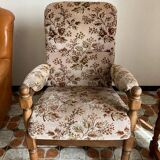 Wood and fabric armchair