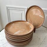 Set of 9 flat plates in artisanal sandstone 70s
