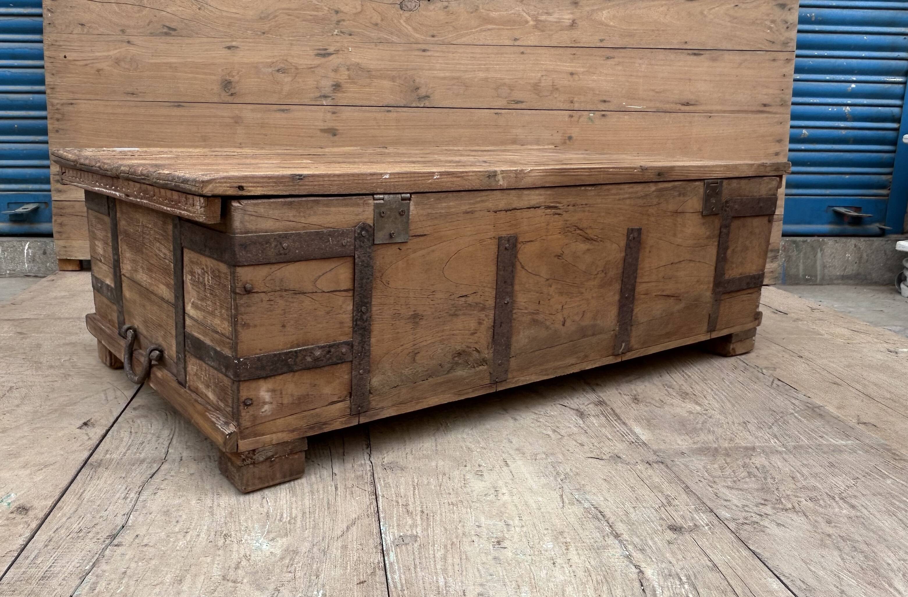 bench - teak chest from Burma with original fittings