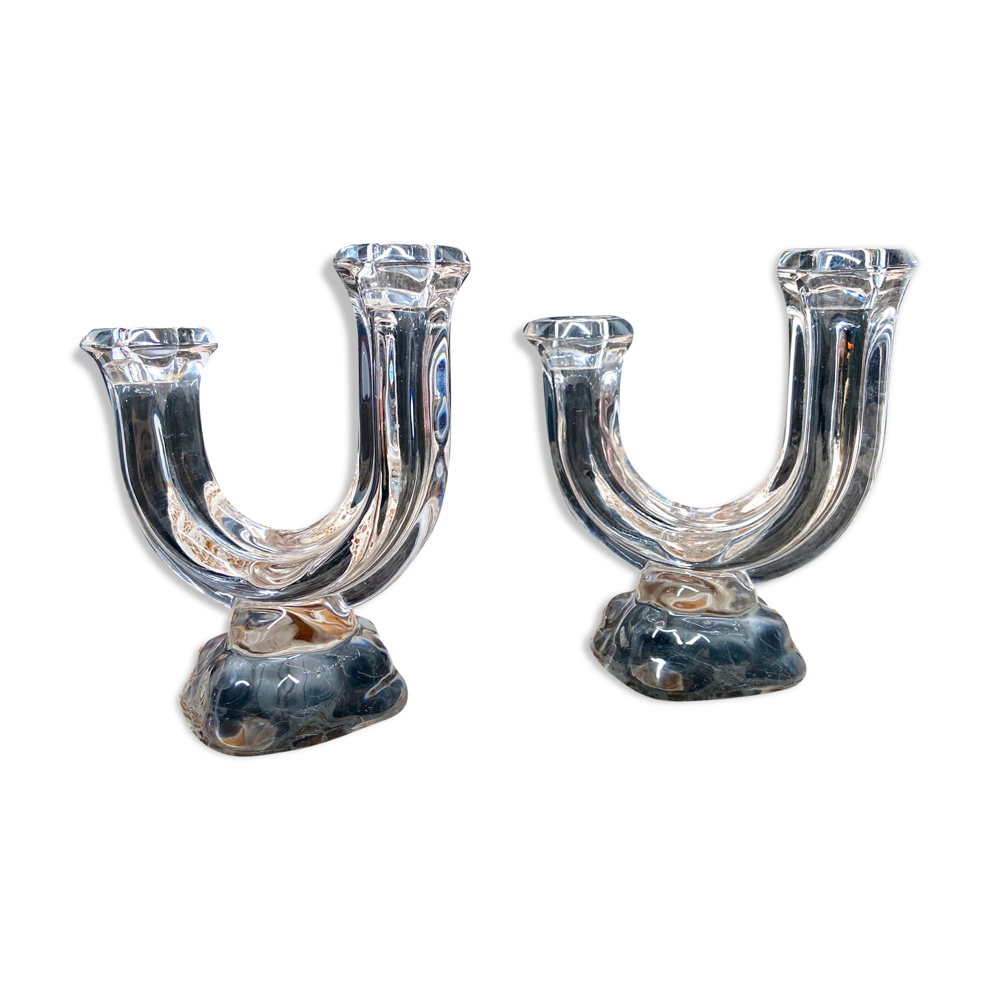 Pair of art deco crystal chandeliers