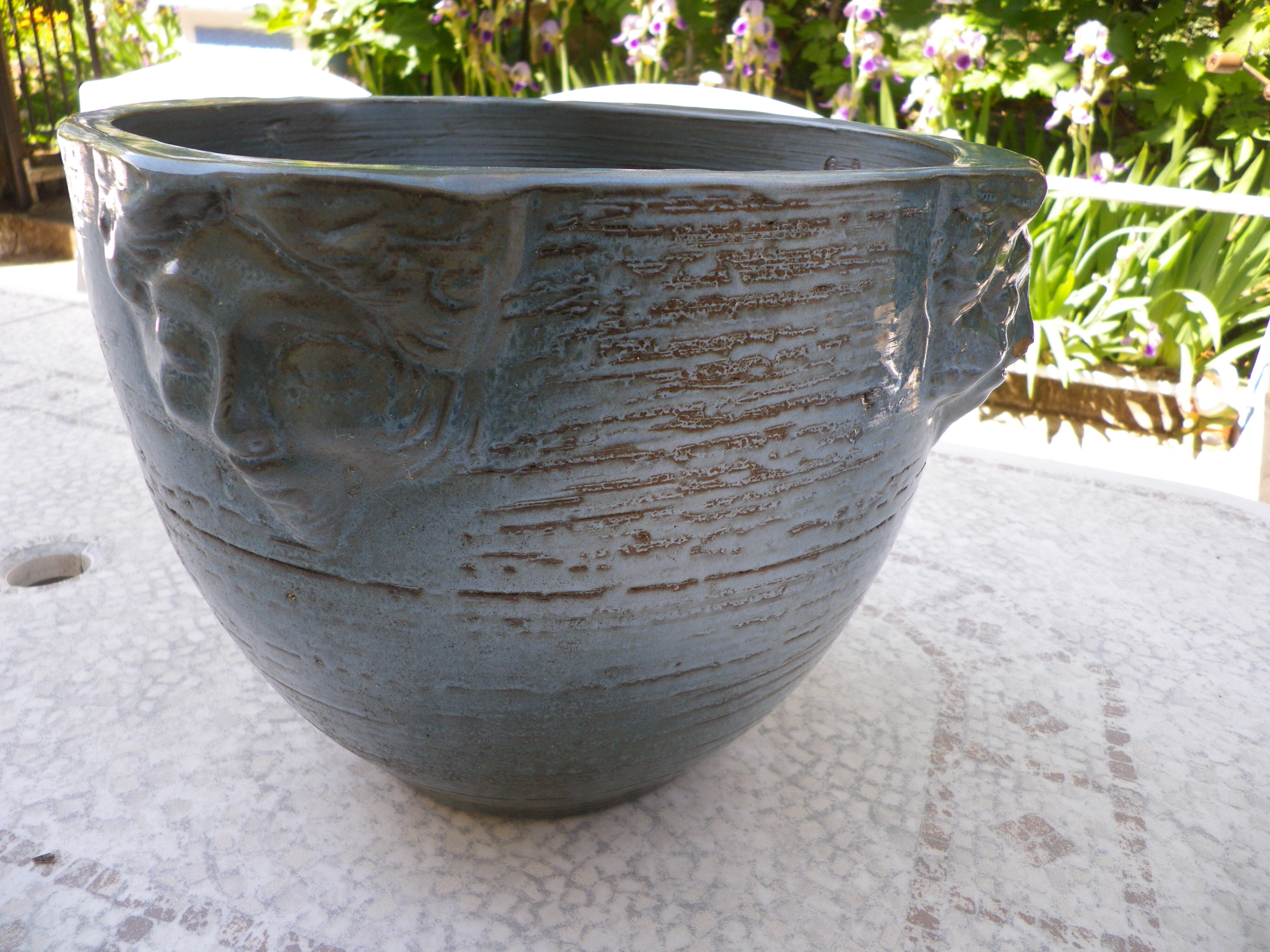 Glassed terracotta flower pot